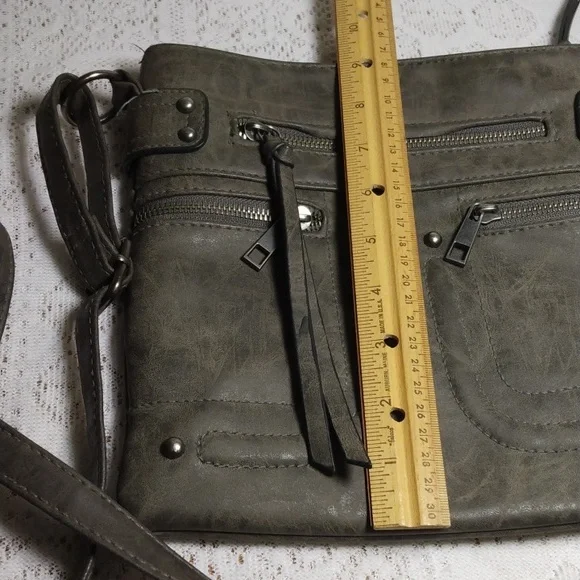 2 FOR $15. BUNDLE Bag Greyish, greenish black with silver studs & zippers - Picture 5 of 6